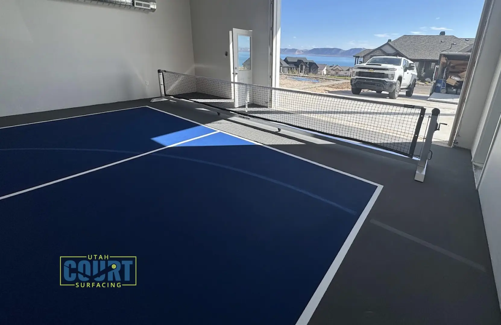 Indoor pickleball court surfacing by Utah Court Surfacing.