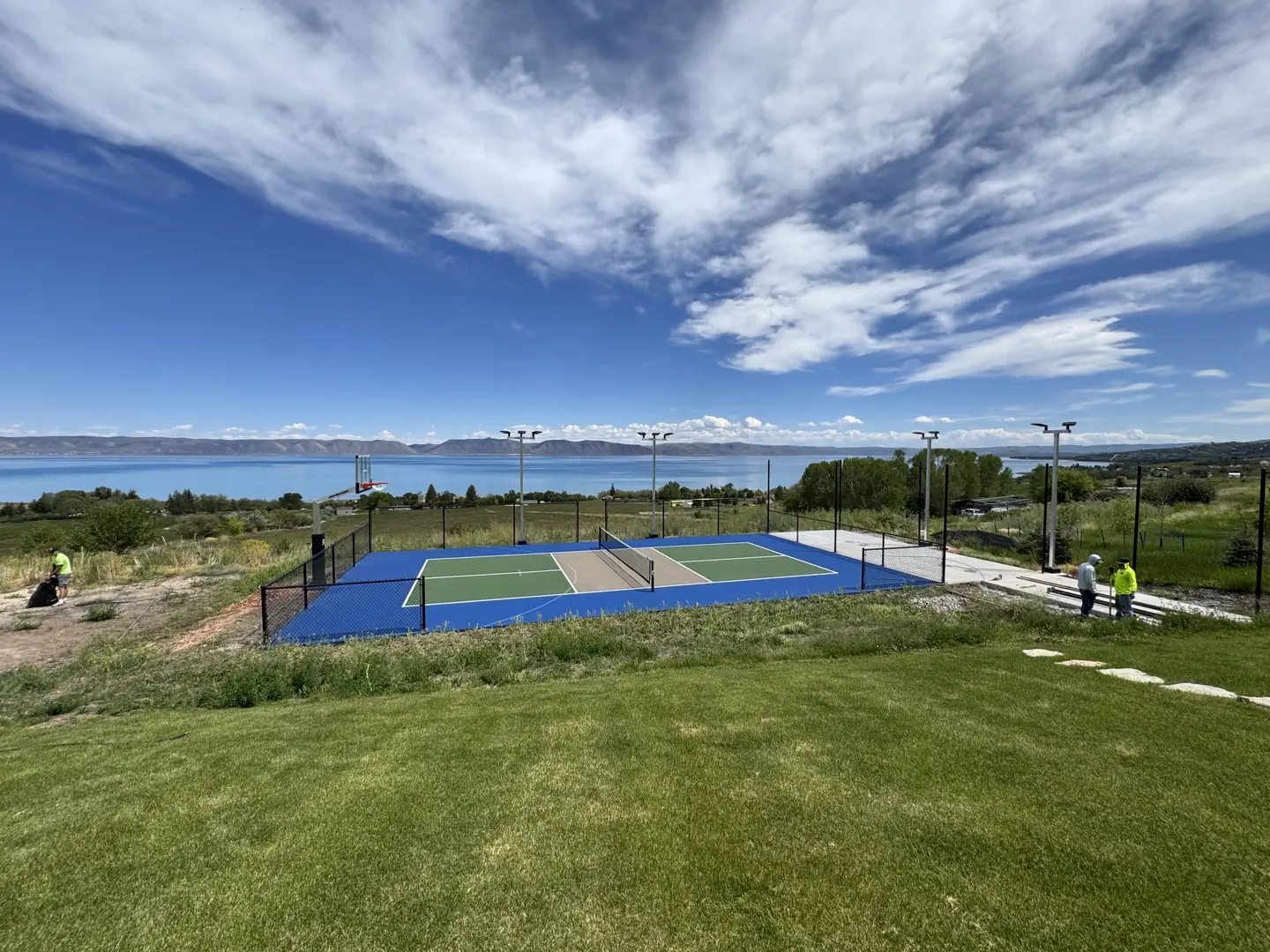 New pickleball court with lake view