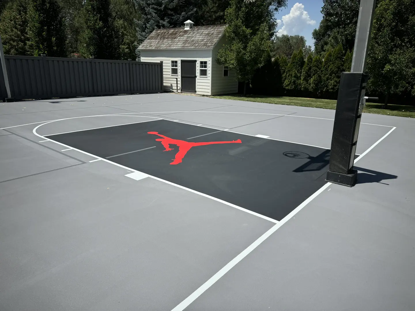 Custom basketball court with Jordan logo