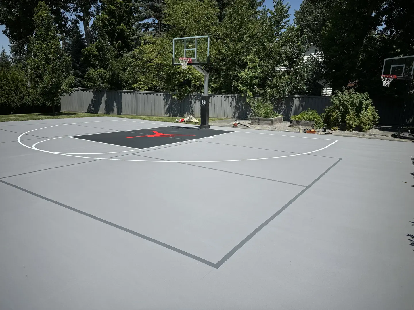 Custom basketball court with Jordan logo